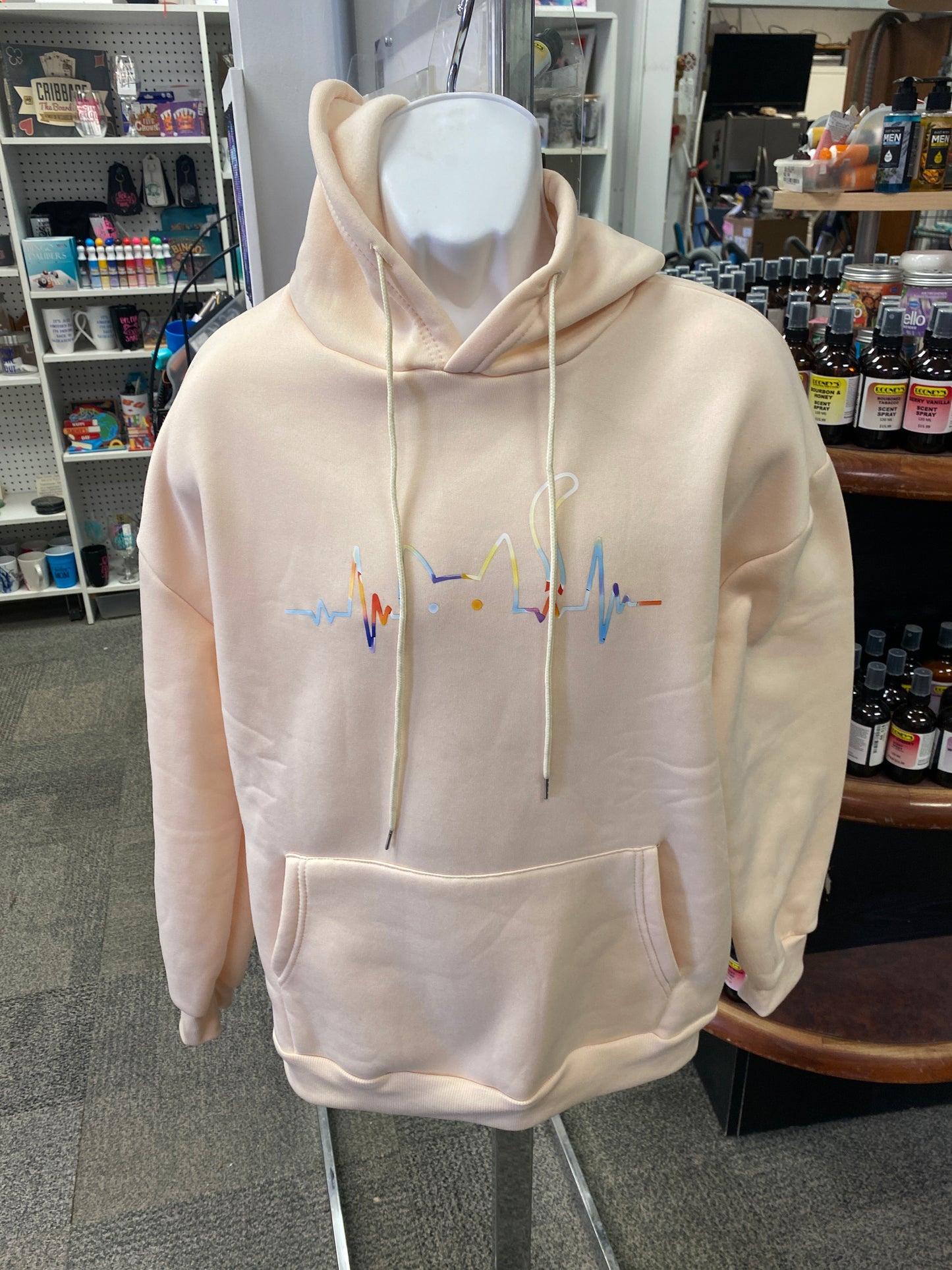 HOODIE CAT PRINT TAN XL