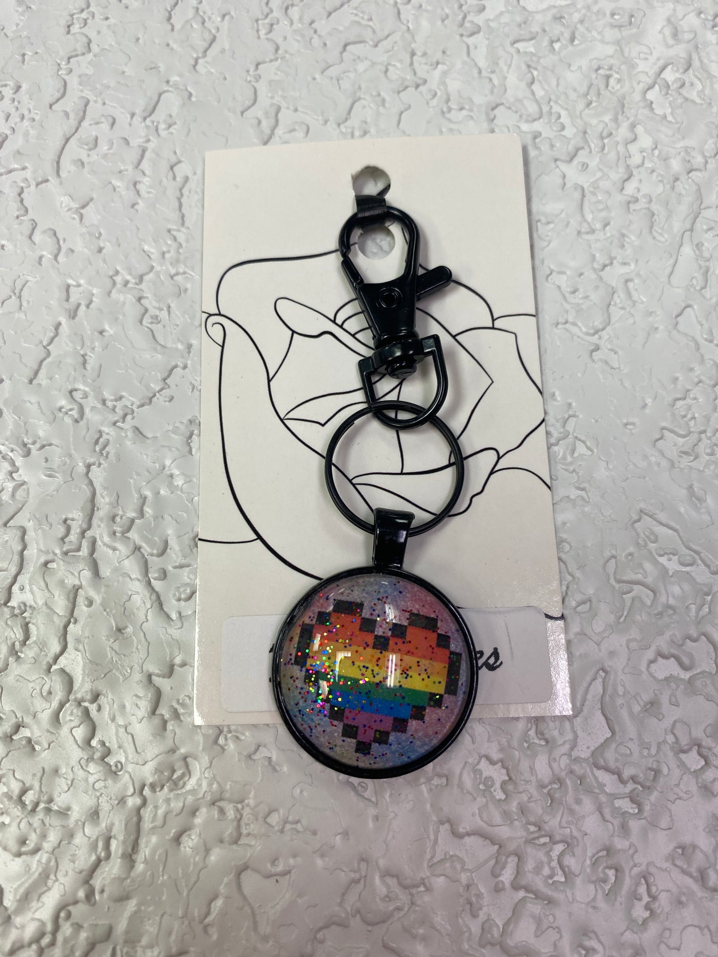 RAINBOW HEART PIXEL KEYCHAIN