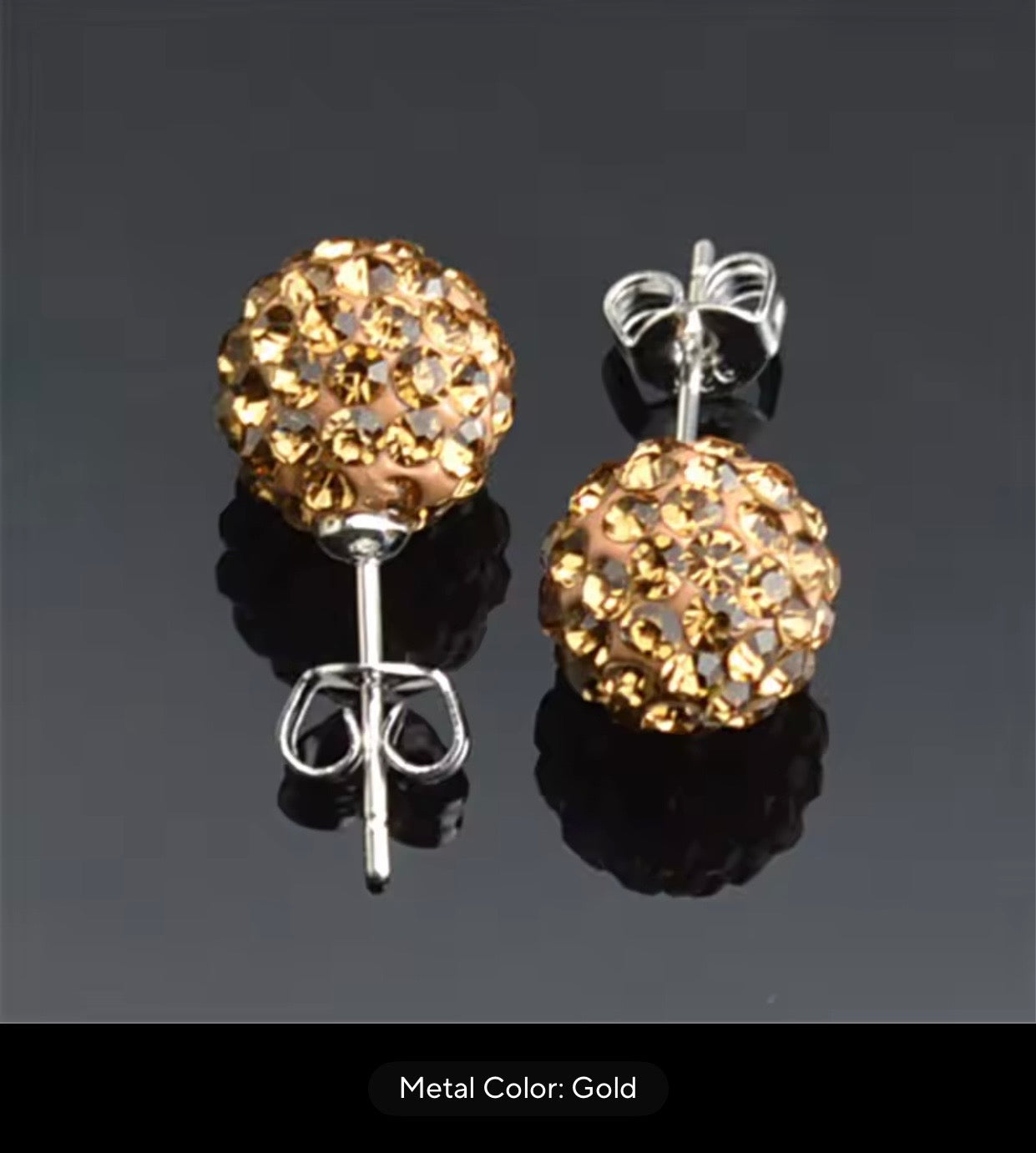 CRYSTAL BALL EARRINGS GOLD