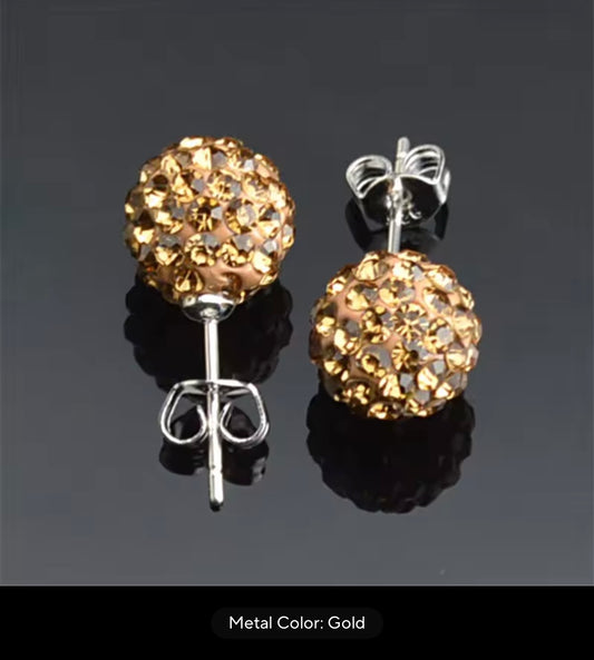 CRYSTAL BALL EARRINGS GOLD