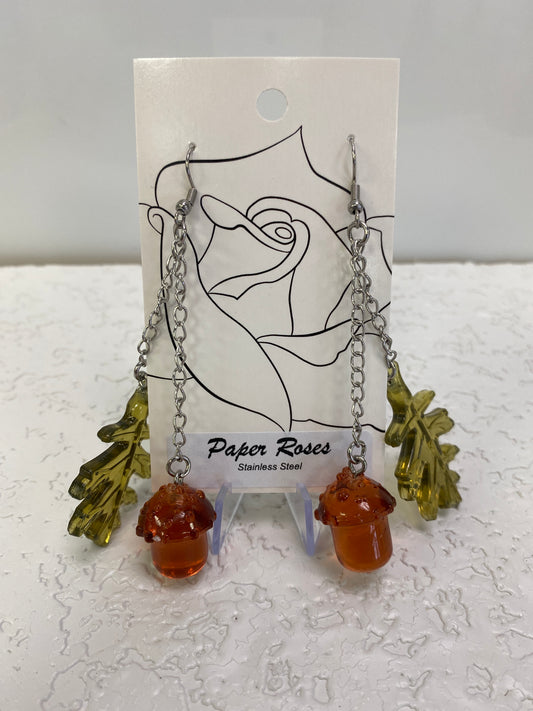 GREEN ORANGE FALL DANGLING EARRINGS