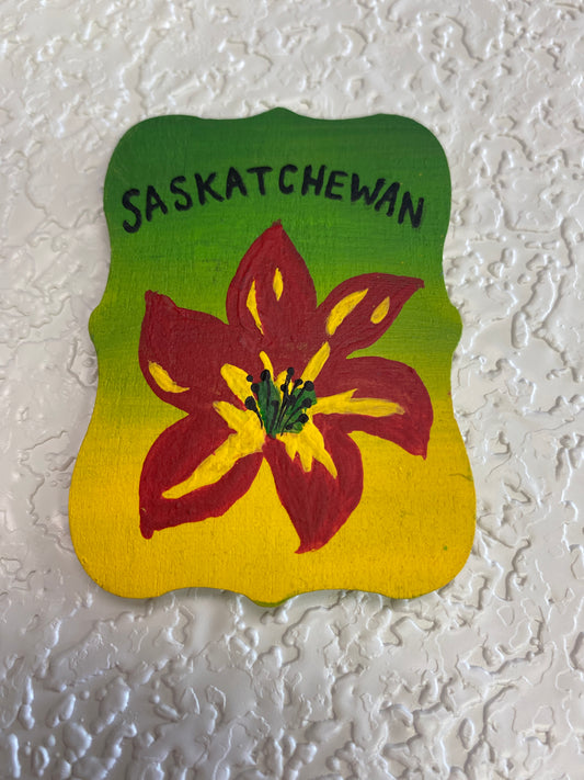 MAGNET SASK RED LILY GREEN YELLOW