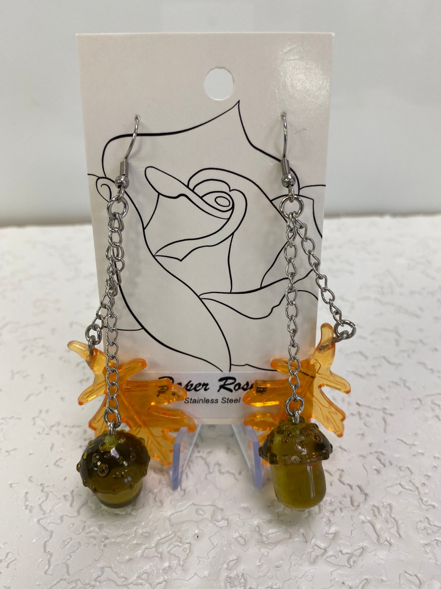 YELLOW GREEN FALL DANGLING EARRINGS