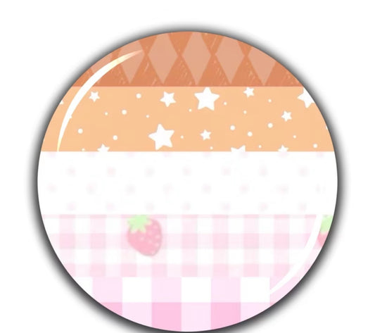 LESBIAN PRIDE CHECKERED STAR STRAWBERRY BUTTON