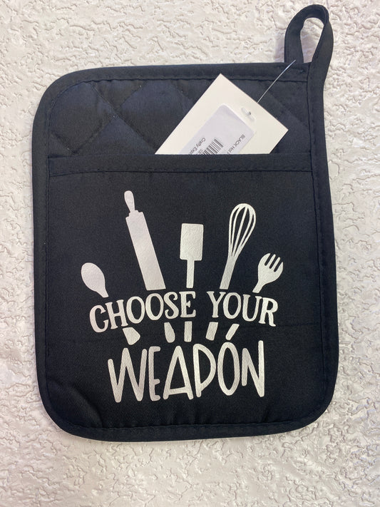 BLACK HOT POT HOLDERS CHOOSE YOUR WEAPON