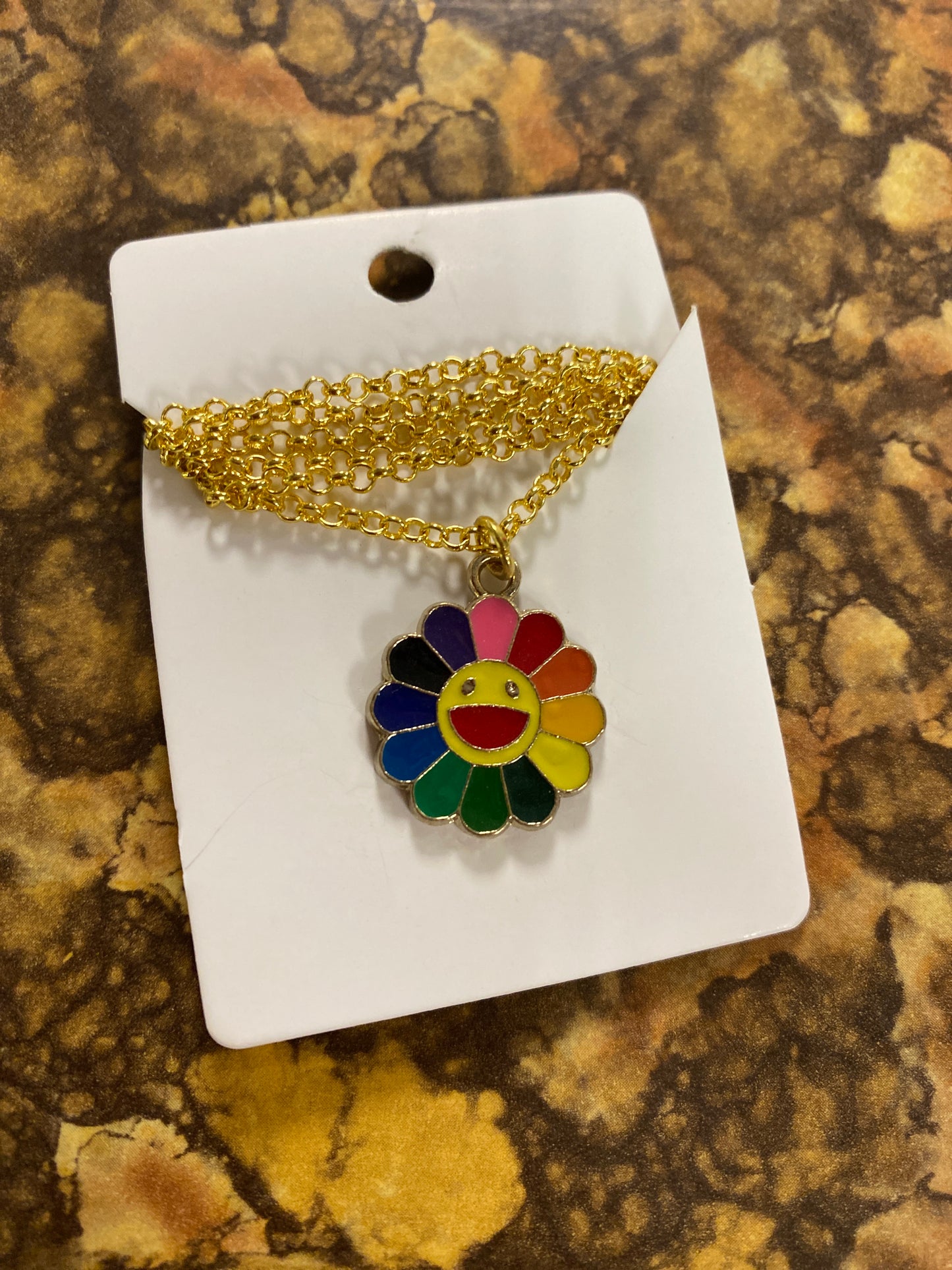 RAINBOW DAISY FLOWER NECKLACE