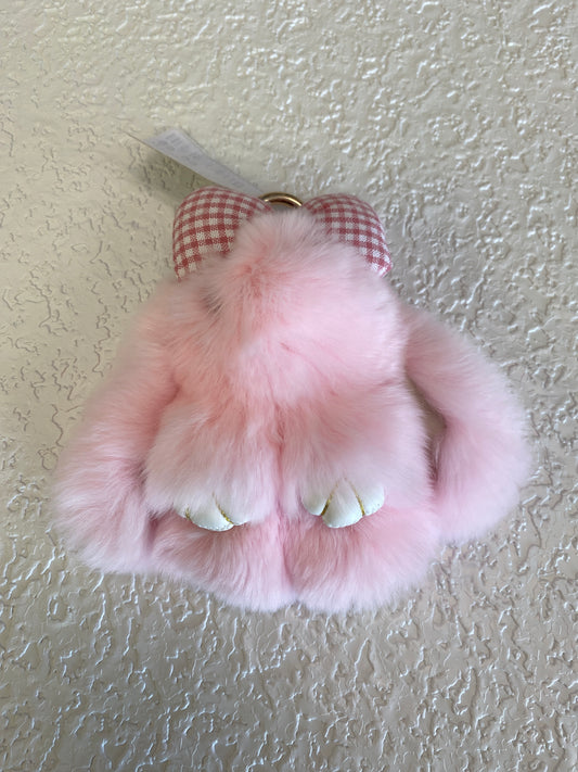 CUTE PLUSH BUNNY KEYCHAIN LIGHT PINK BOW