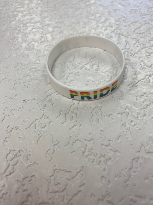 WHITE SILICONE PRIDE BRACLET