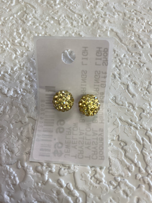 CRYSTAL BALL EARRINGS LIGHT YELLOW