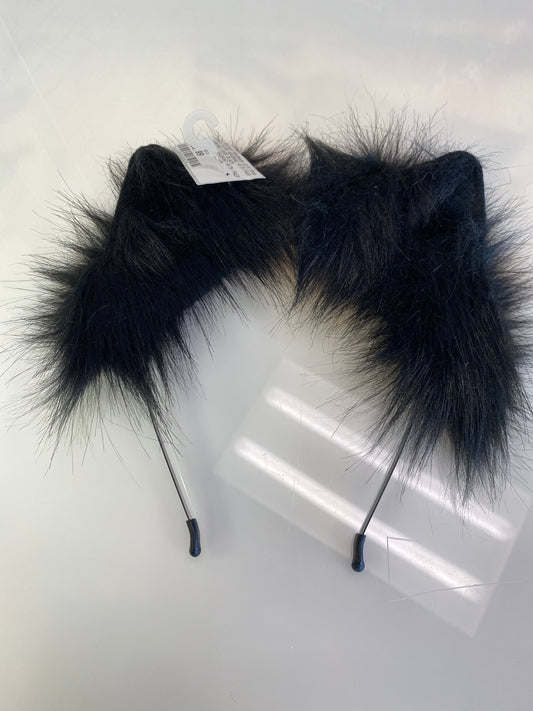 A PLUSH HEADBAND WITH FAUX ANIMAL EARS BLACK