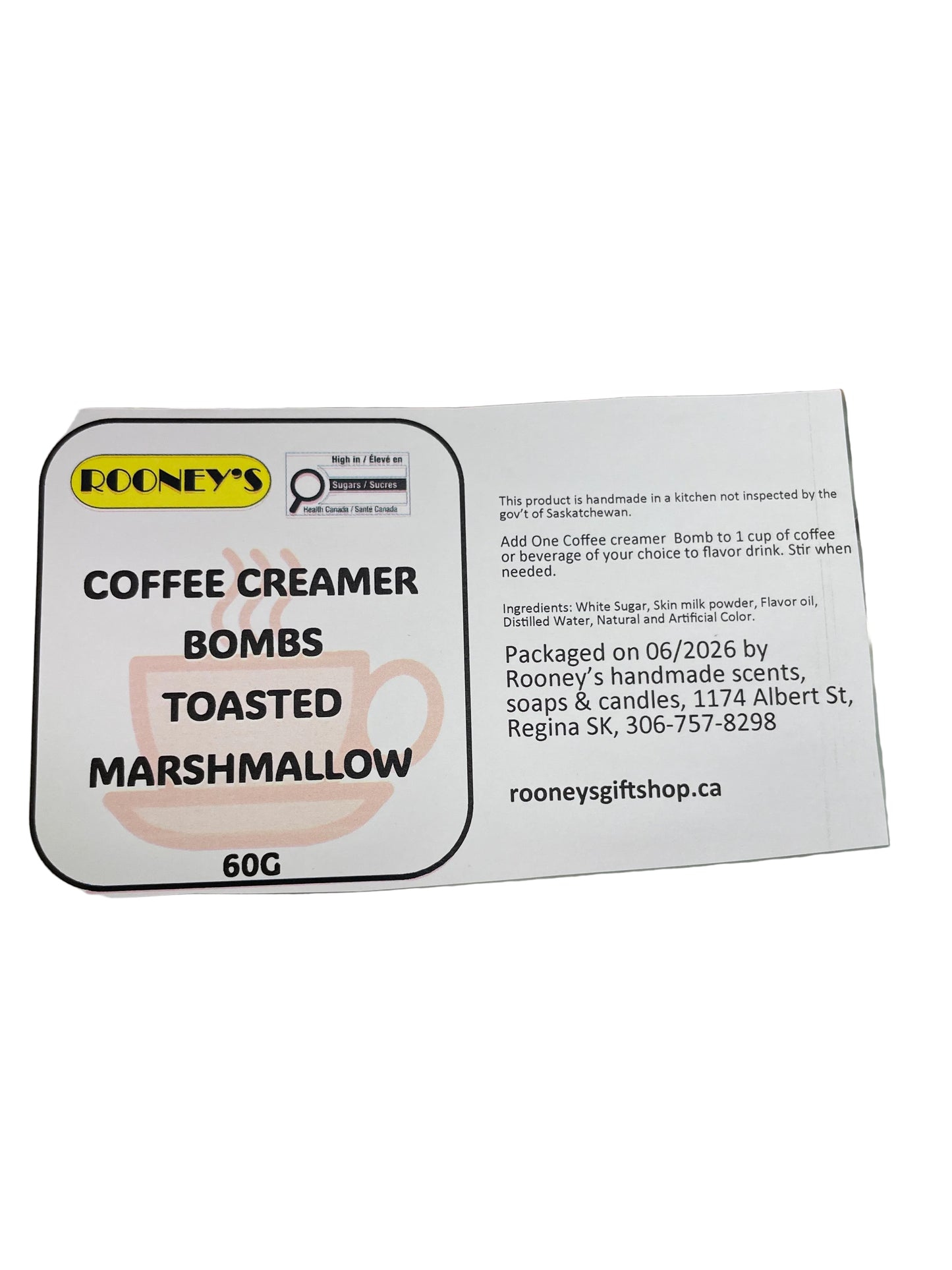 COFFEE CREAMER BOMBS TOASTED MARSHMALLOW 2 PACK
