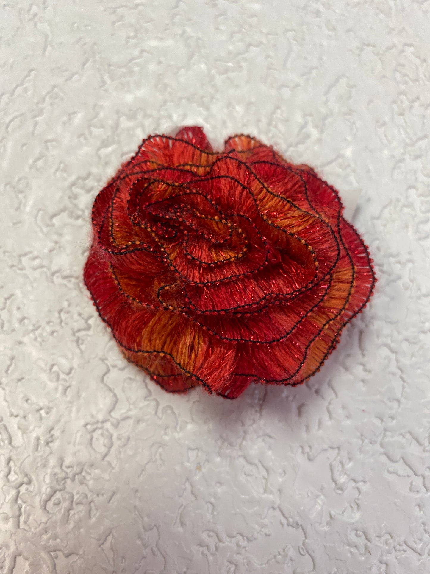 ORANGE RED SPARKLE FLOWER CLIP