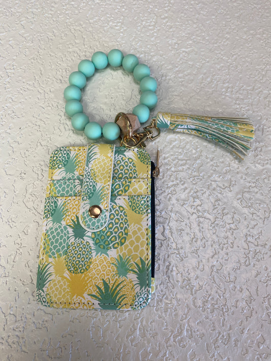 CUTE SILICONE WRISTLET WALLET PINEAPPLE PRINT