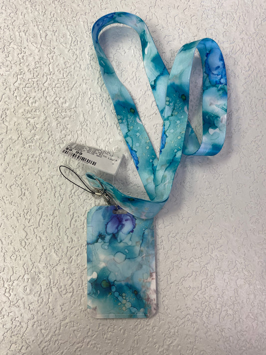 ID BADGE HOLDER WITH LANYARD MARBLE BLUE SKY