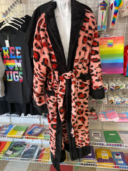 PINK LEOPARD PRINT HOUSE COAT