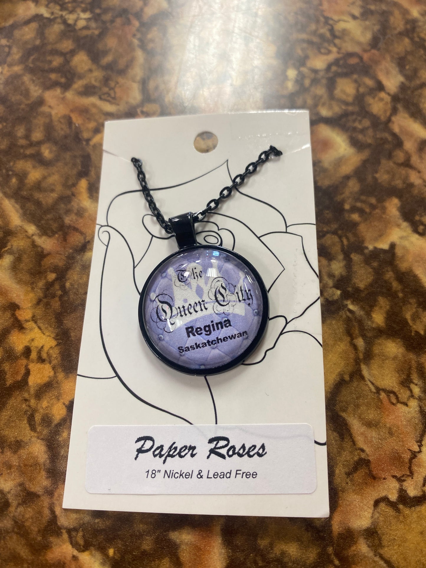 THE QUEEN CITY REGINA SASKATCHEWAN BLACK NECKLACE