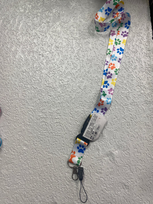 RAINBOW PAW PRINT LANYARD