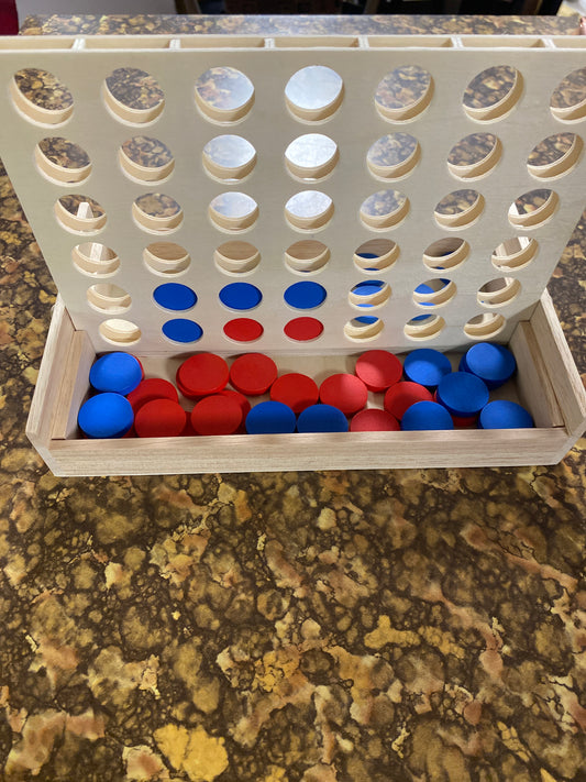 WOODEN FOUR IN A ROW GAME