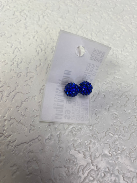 CRYSTAL BALL EARRINGS BLUE