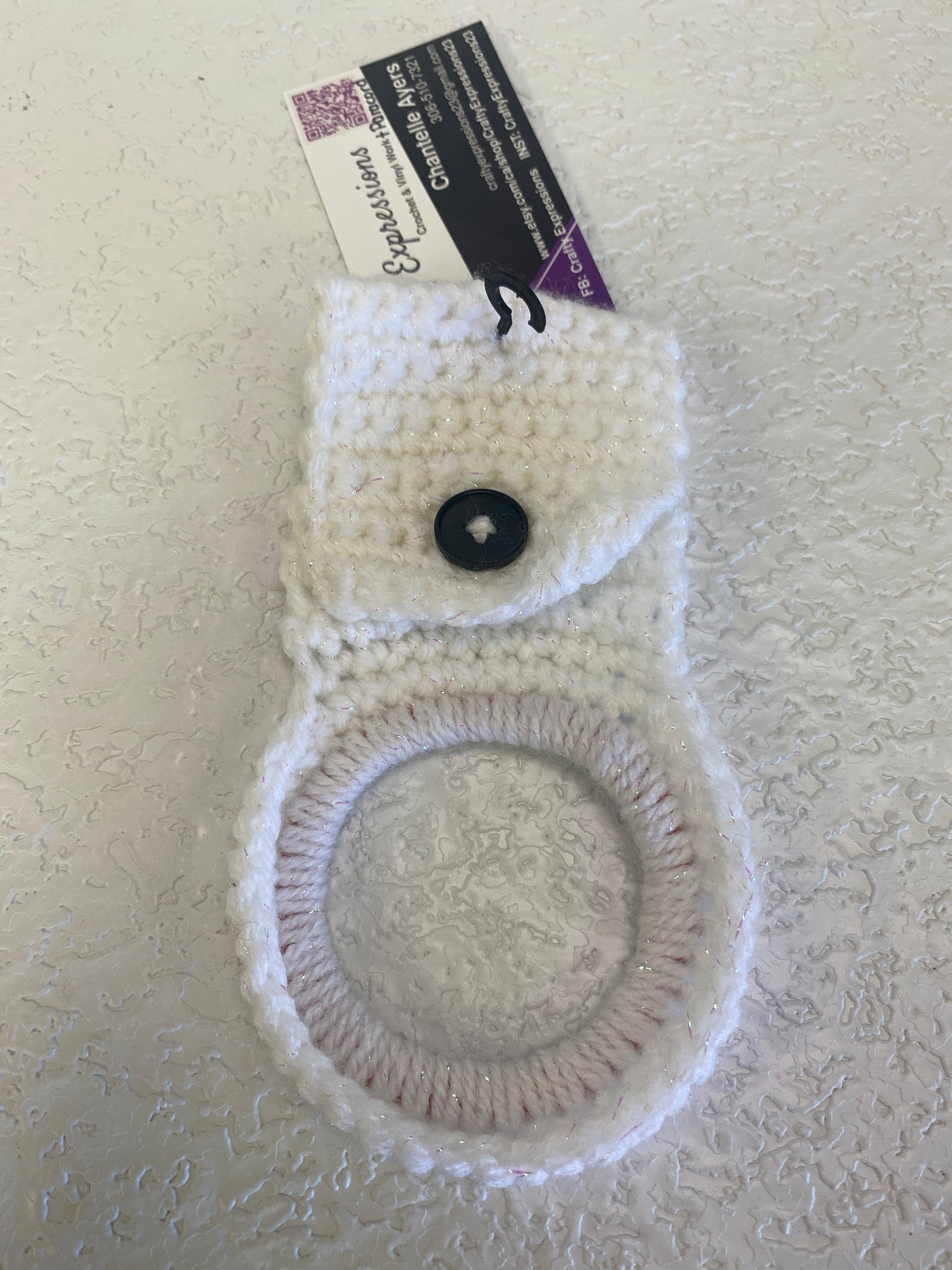 TEATOWEL HOLDER WHITE W SILVER SPARKLE