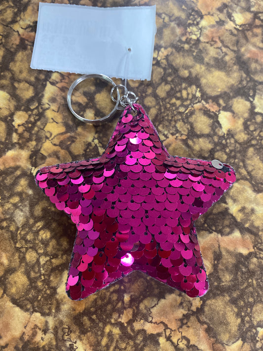 DEEP PINK STAR SEQUENCE KEYCHAIN