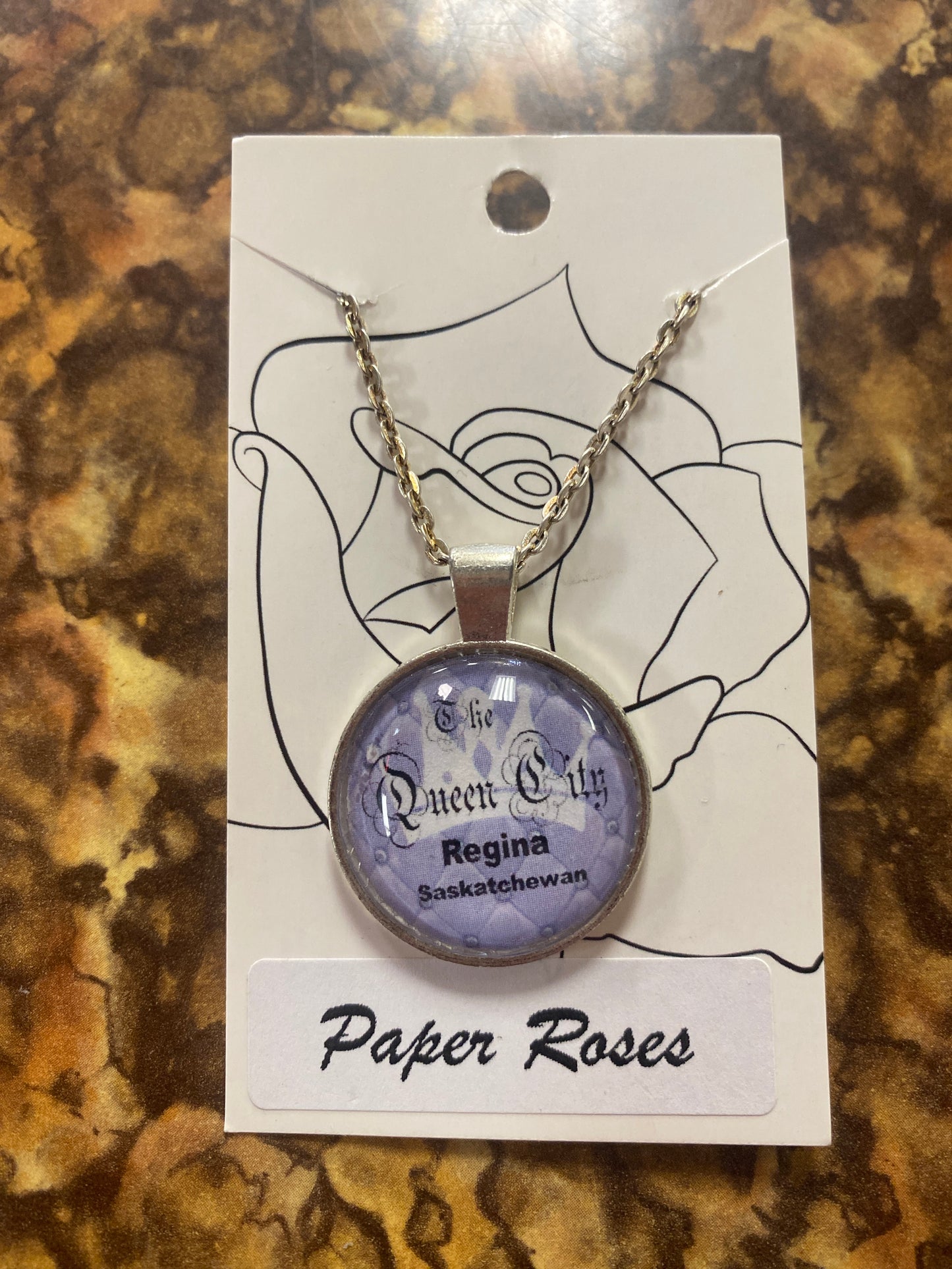 THE QUEEN CITY REGINA SASKATCHEWAN SILVER NECKLACE