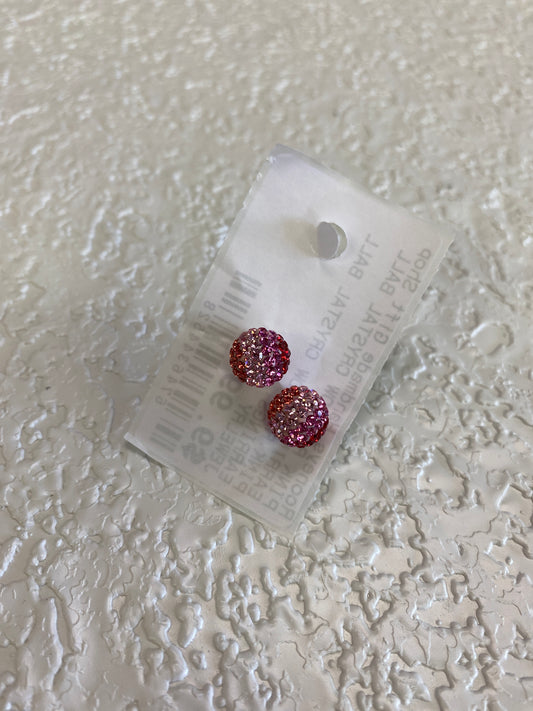 PINK RAINBOW CRYSTAL BALL EARRINGS