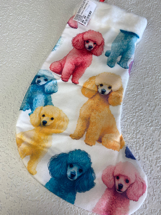 RAINBOW POODLE CHRISTMAS STOCKING