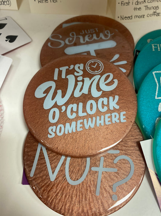 RESIN DRINK COASTERS PUT A CORK IN IT SET OF 4