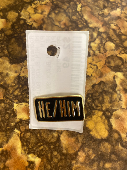 HE HIM BLACK SQUARE ENAMAL PIN