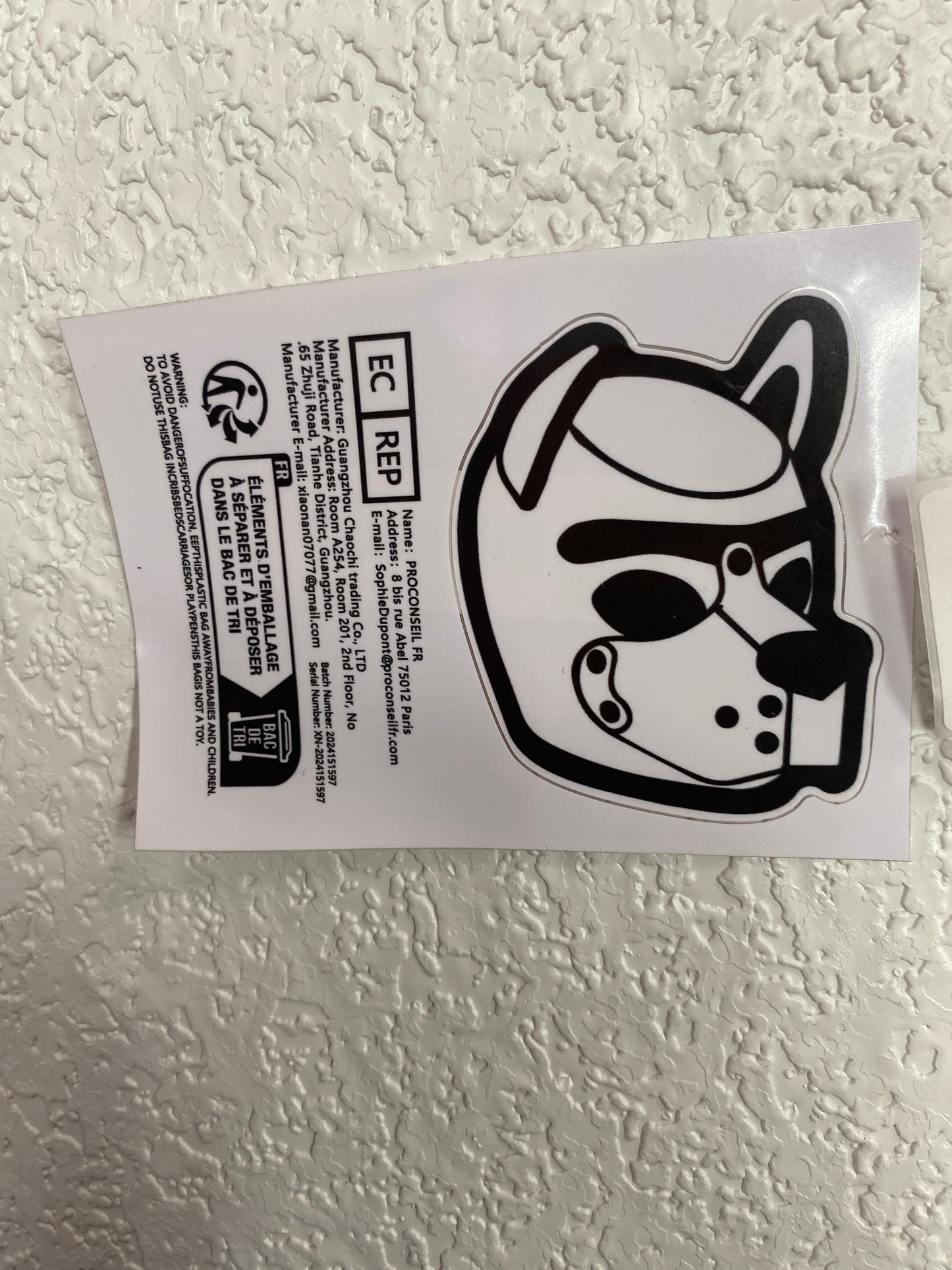 WHITE PUP MASK VINYL DECAL
