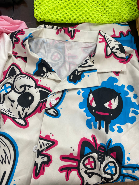 CONTRAST POKEMON BUTTON UP SHIRT MEDIUM