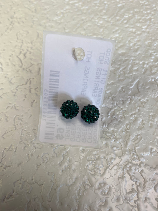 CRYSTAL BALL EARRINGS HOT GREEN