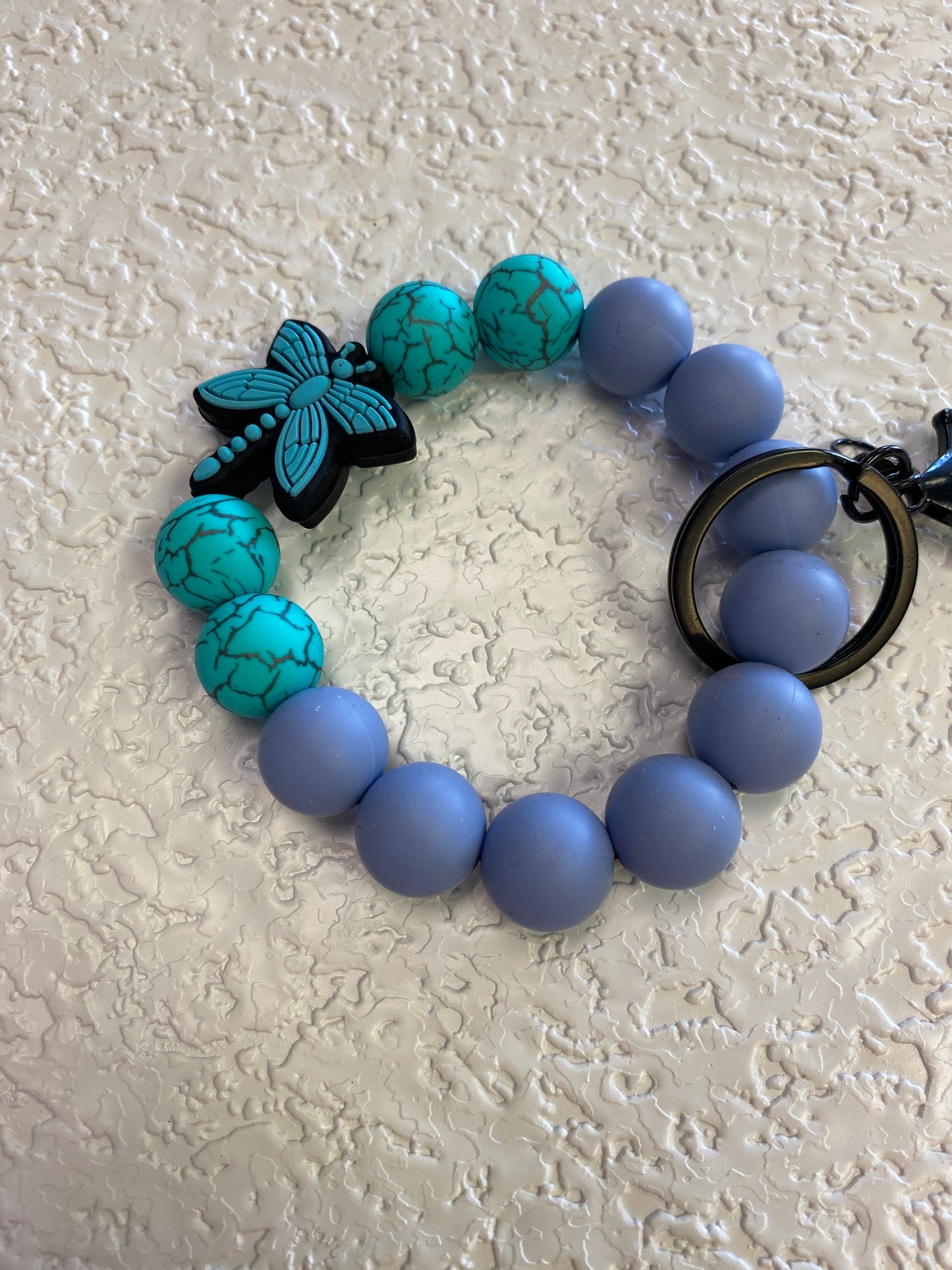 SILICONE BLUE DRAGONFLY KEYCHAIN