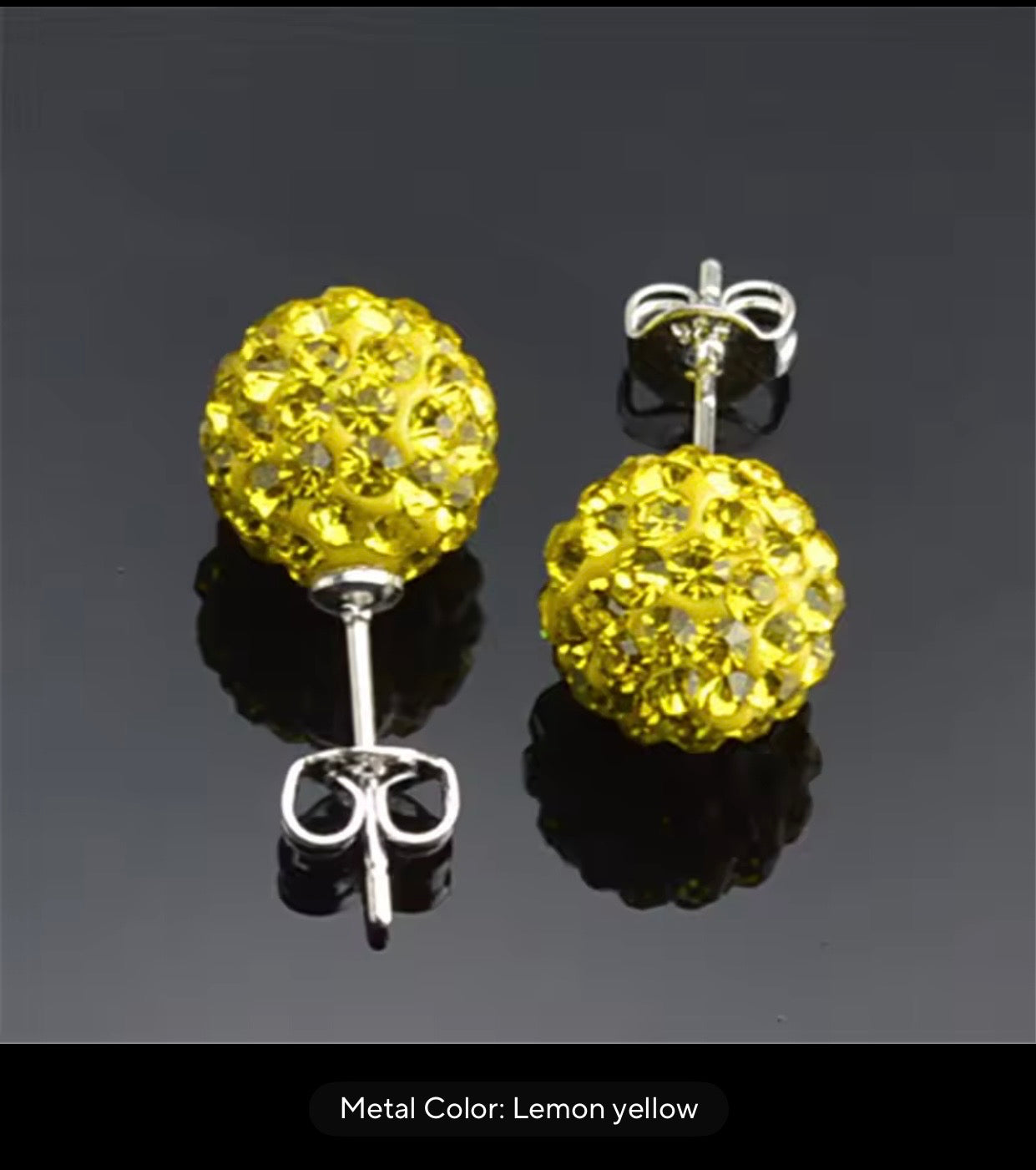 CRYSTAL BALL EARRINGS LEMON YELLOW