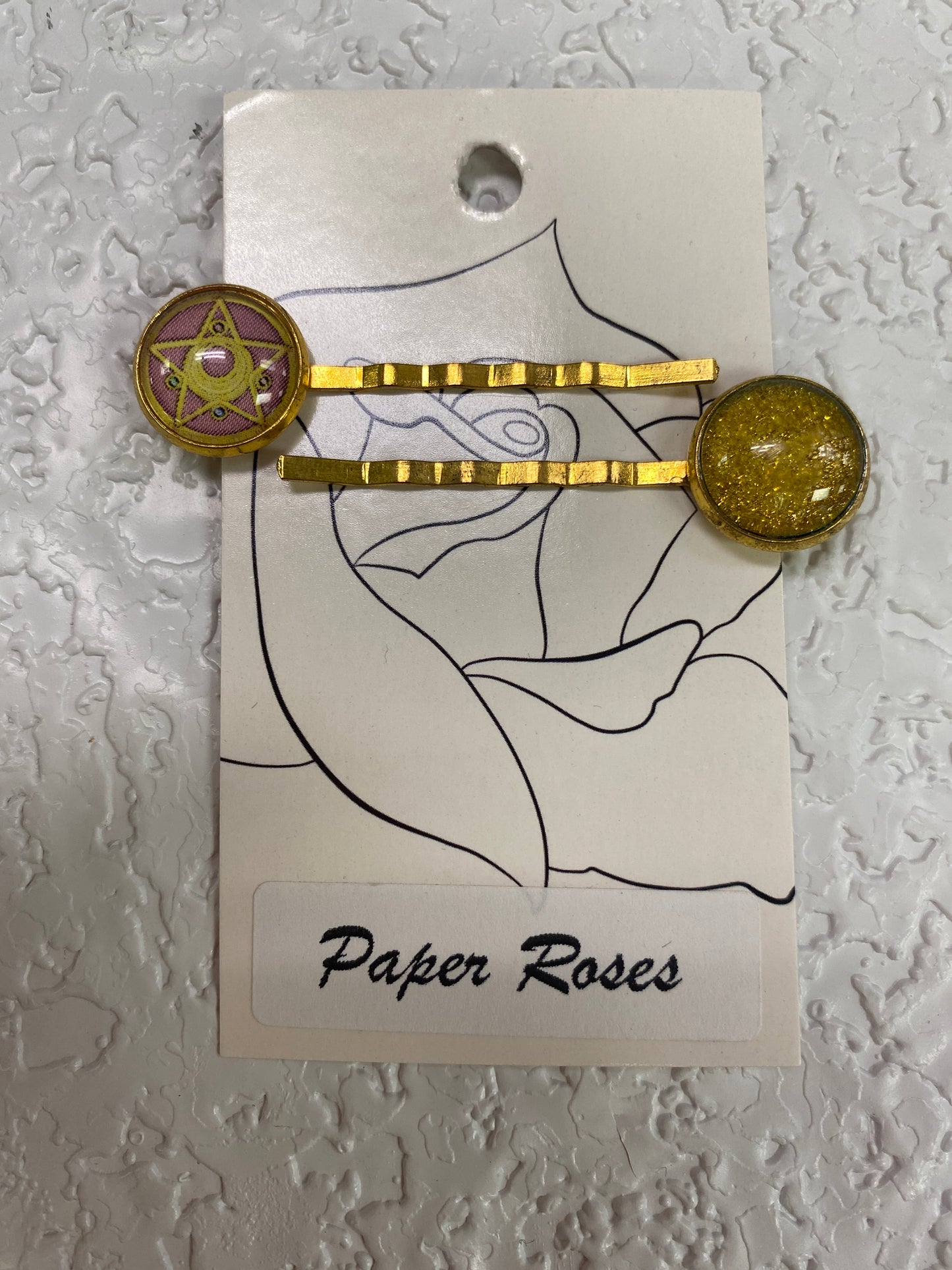 GOLD MOON CRYSTAL POWER HAIR CLIPS