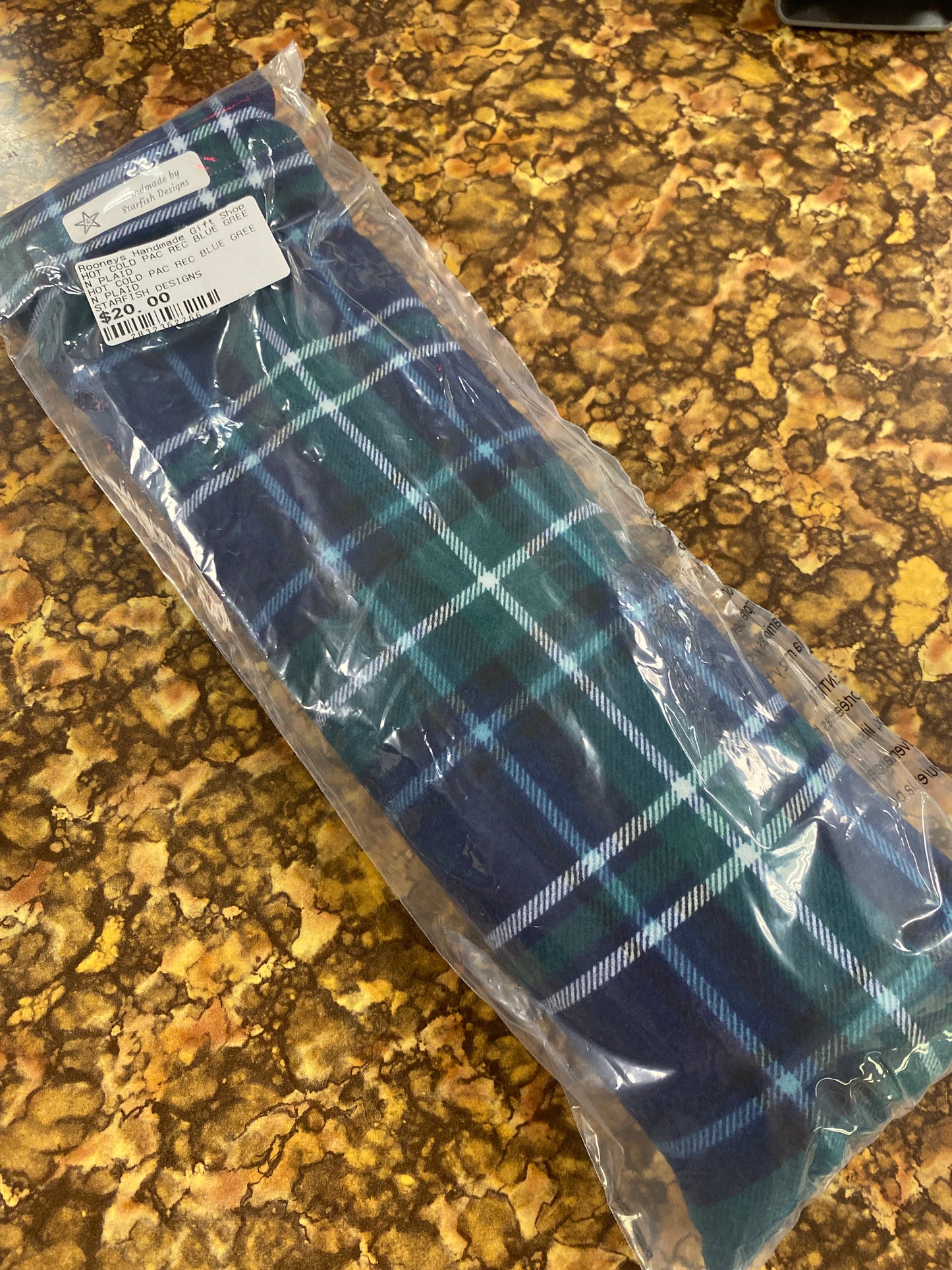 Hot cold pack rectangular blue green plaid