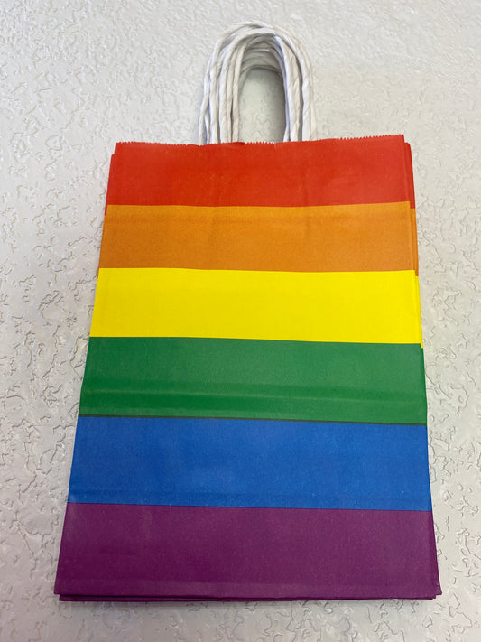 GIFT SMALL PAPER BAG RAINBOW PRIDE FLAG SIDE TO SIDE