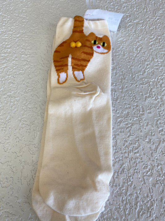 ORANGE CAT TAN SOCKS