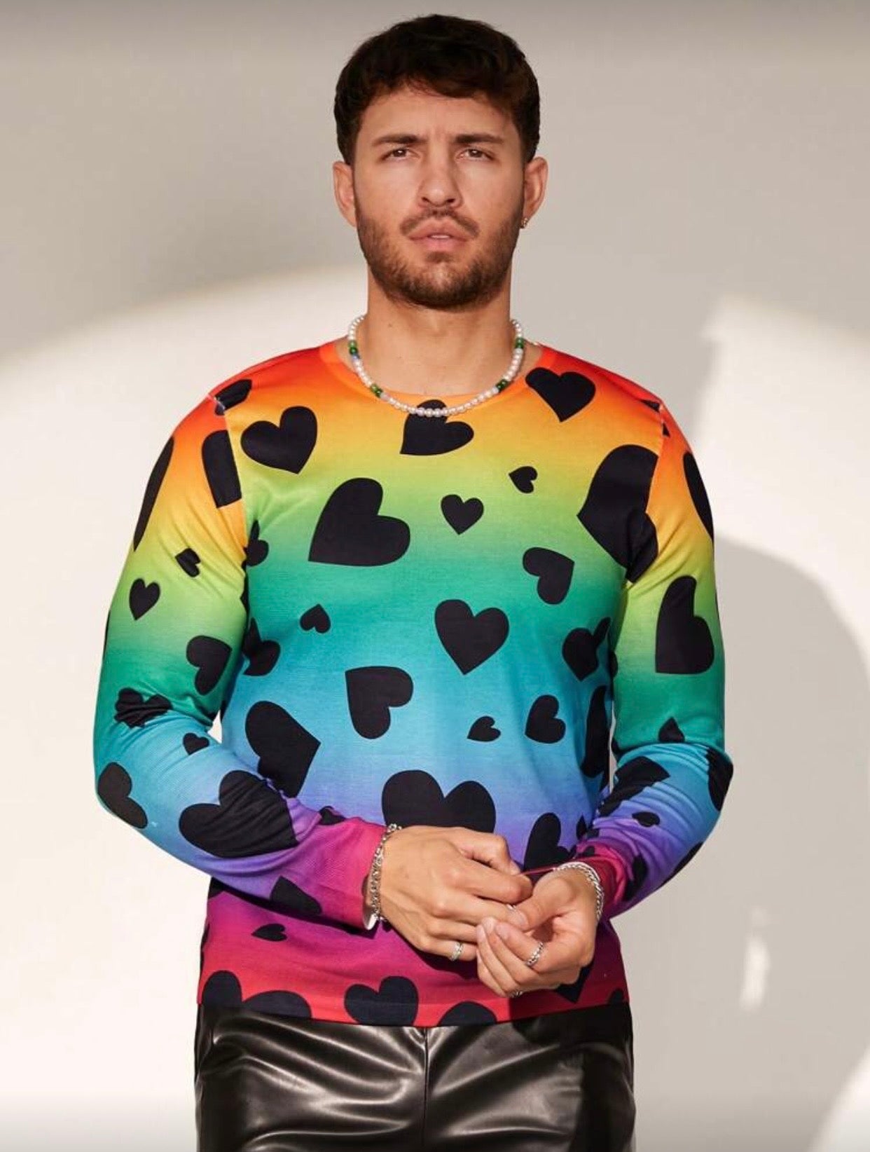 AFTERDARK RAINBOW HEART PRINT SHIRT