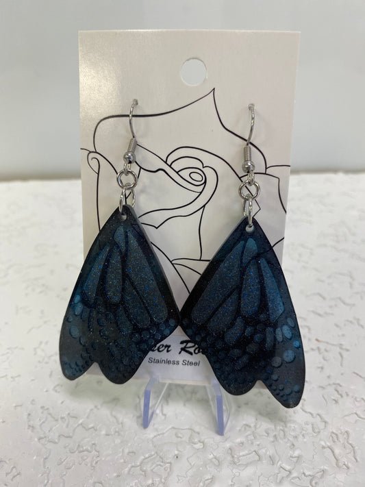 BLUE WINGS DANGLING EARRINGS