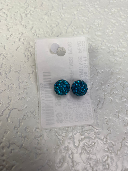 CRYSTAL BALL EARRINGS PEACOCK BLUE