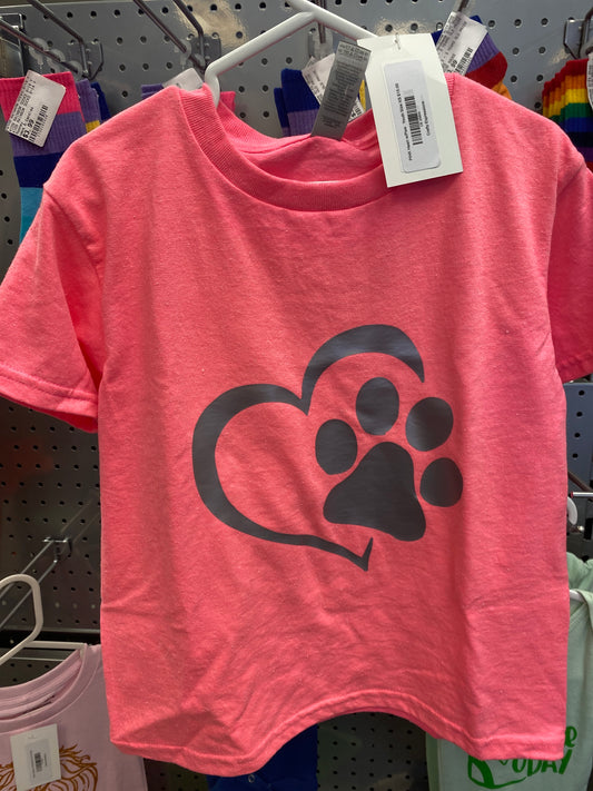 PINK HEART W PAW YOUTH SIZE XS