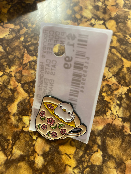 BIRD IN TEA CUP PIN
