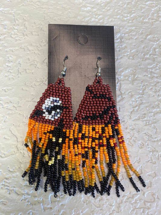 BEADED EARRINGS BLACK CASTLE BAT