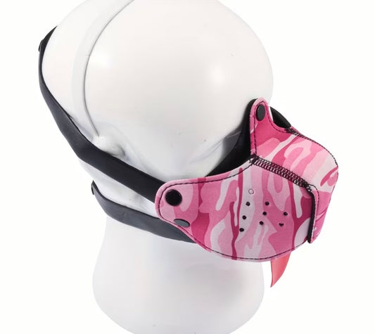 PINK CAMO DOG HEAD MASK