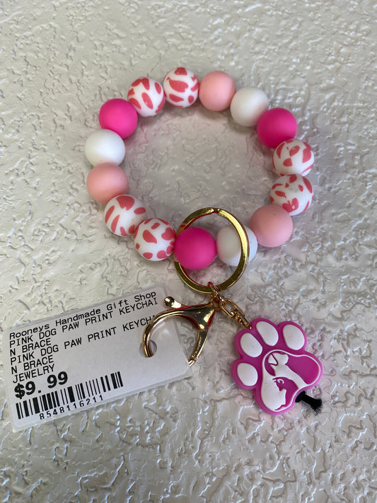 PINK DOG PAW PRINT KEYCHAIN BRACE