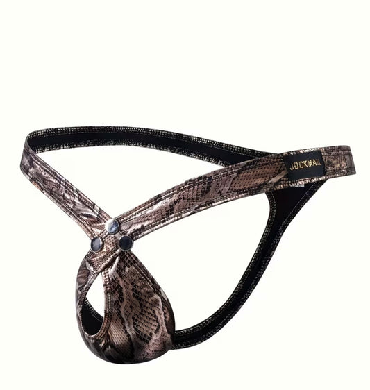 SEXY SNAKE PATTERN GOLDEN MENS THONG UNDERWEAR