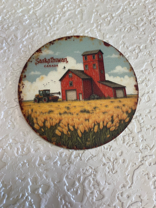 FRIDGE MAGNET SASK CANADA GRAIN ROUND