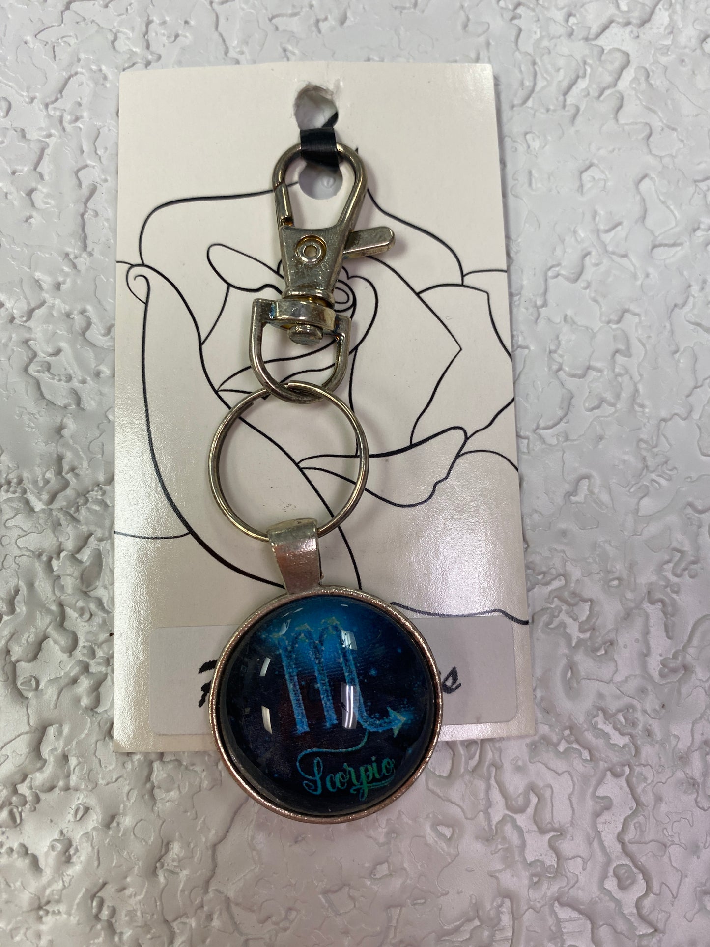 BLUE SCORPIO SILVER KEYCHAIN